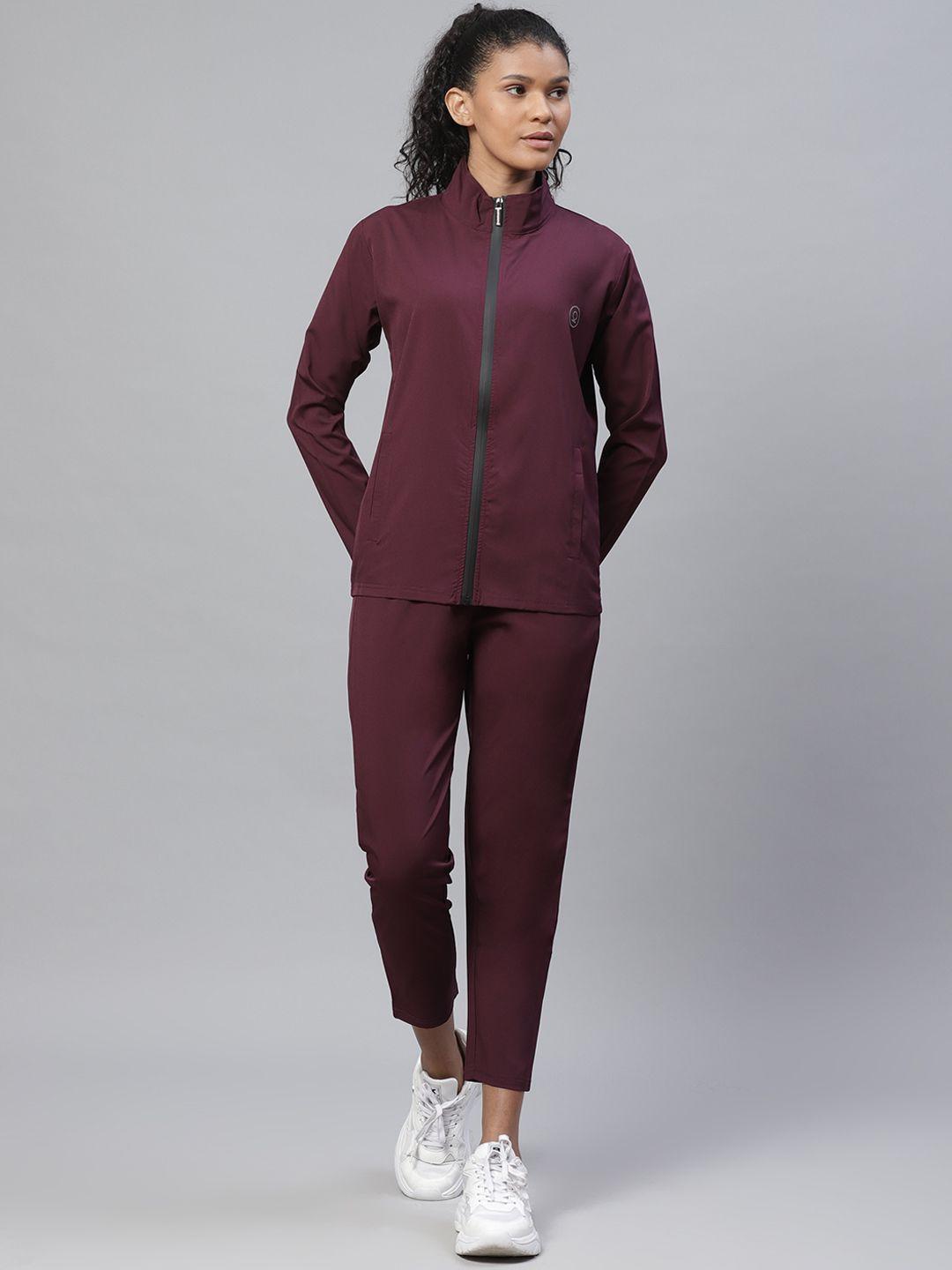 chkokko women burgundy solid tracksuit