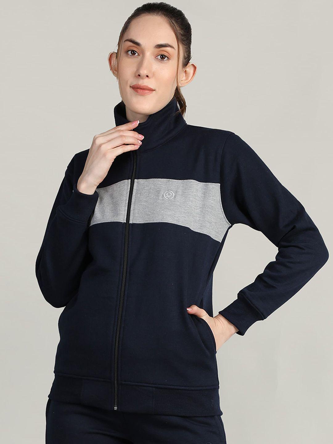 chkokko women colourblocked fleece outdoor bomber jacket