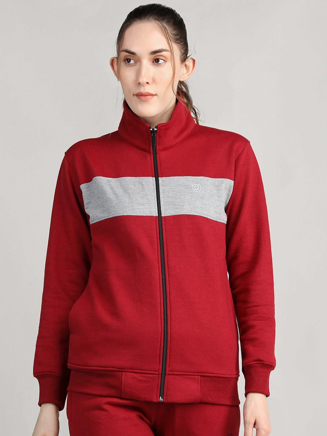 chkokko women colourblocked fleece outdoor open front jacket