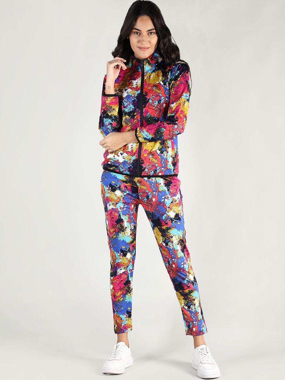 chkokko women gold-colored & pink printed tracksuits