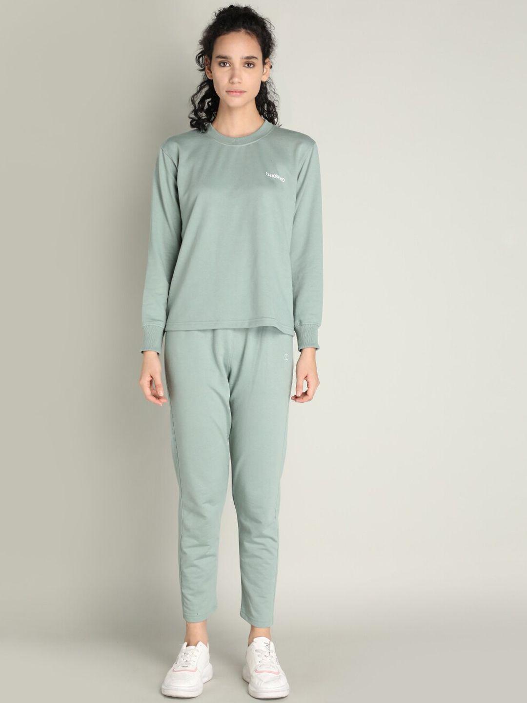 chkokko women green solid tracksuits