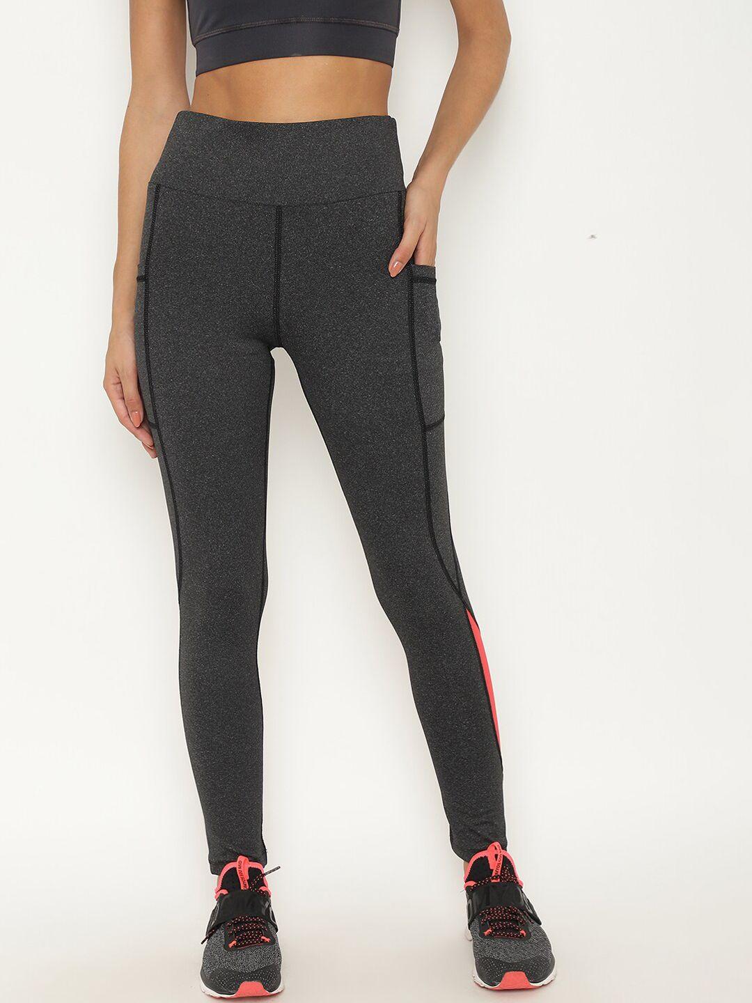 chkokko women grey & red yoga stretchable gym tights