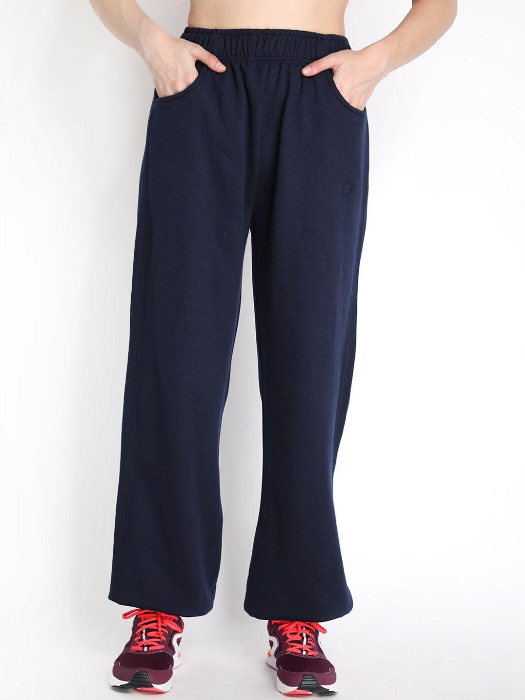 chkokko women navy blue solid relaxed-fit joggers