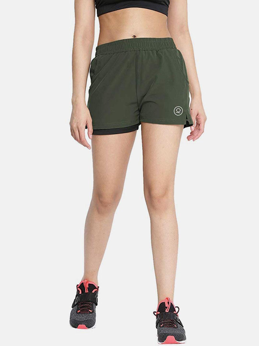 chkokko women olive green running sports shorts