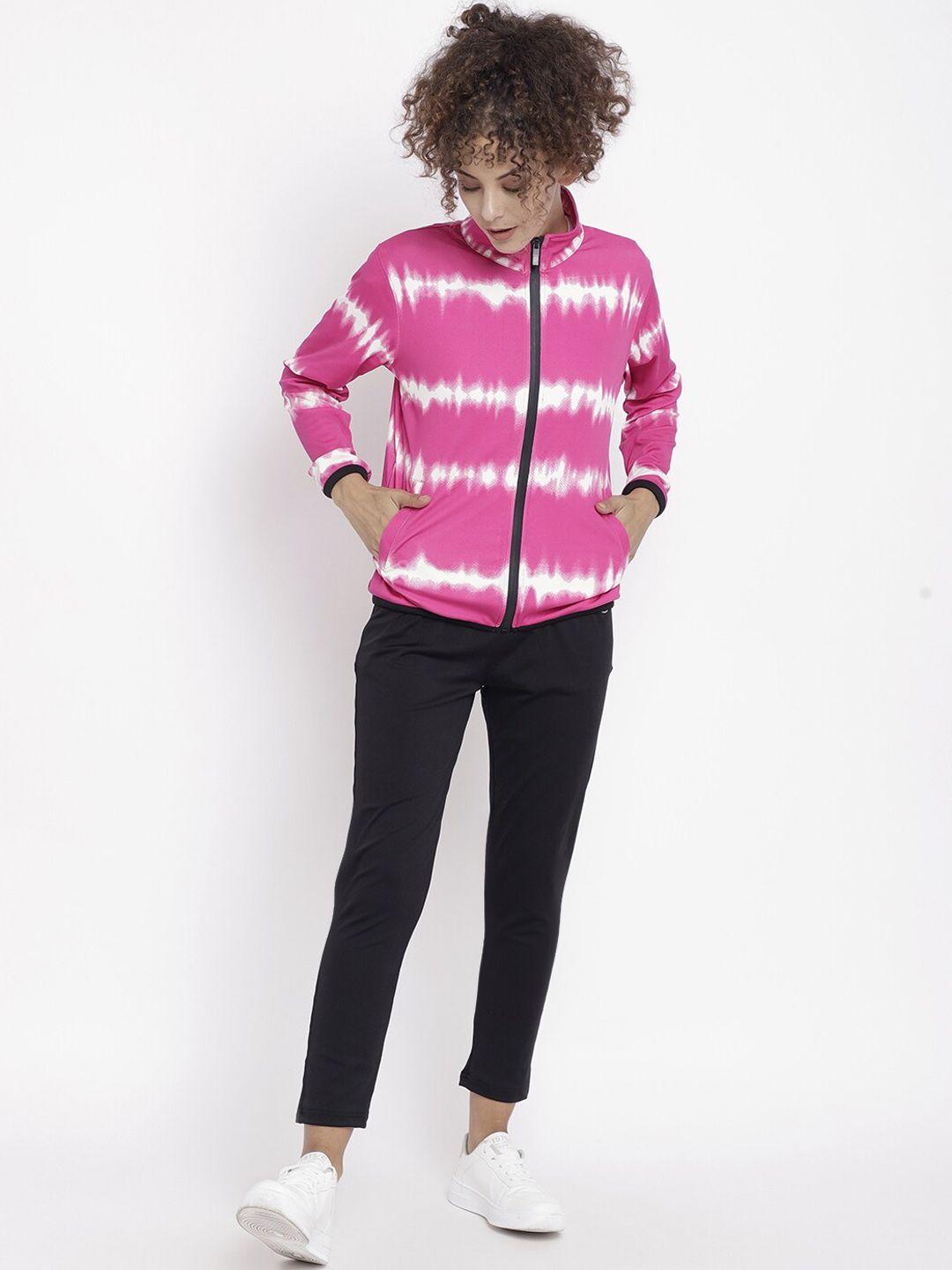 chkokko women pink & black printed track suit