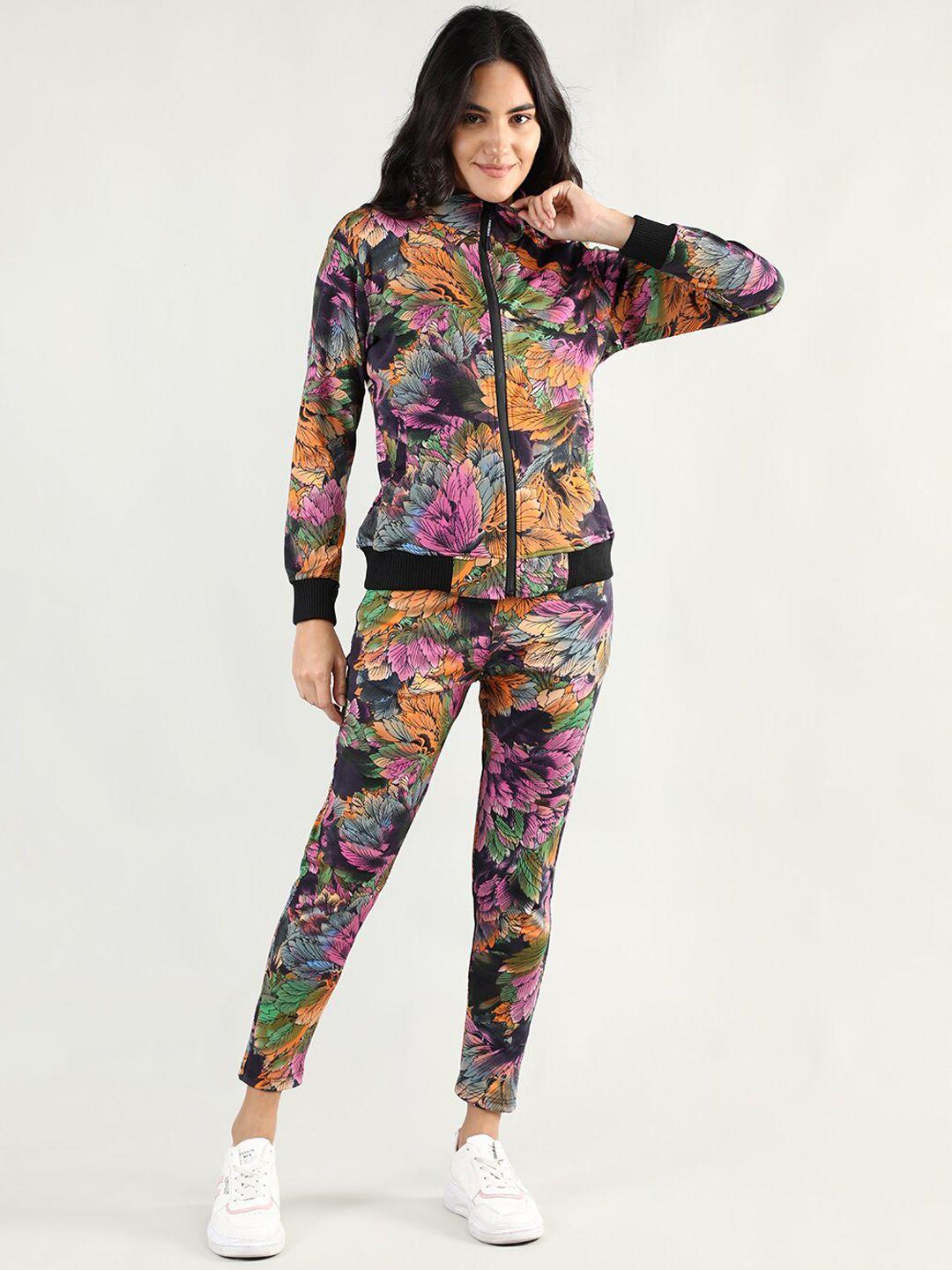 chkokko women pink & green printed tracksuit