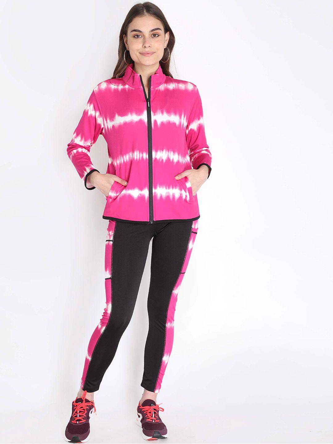 chkokko women pink & white graphic tracksuit