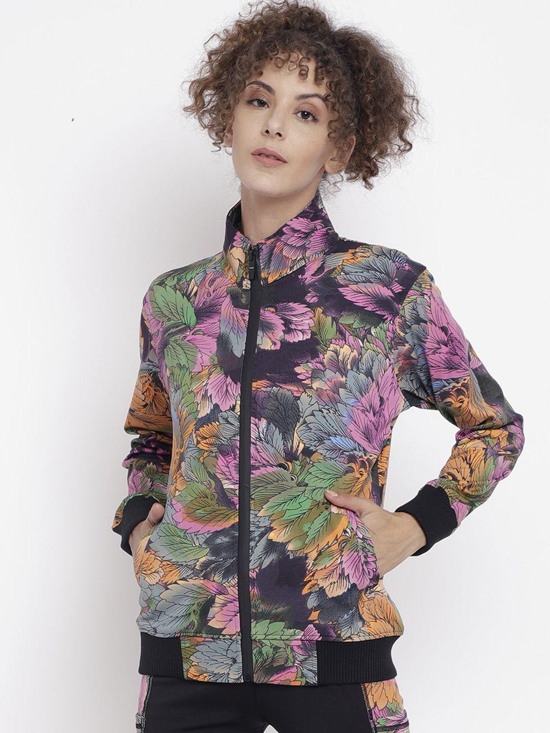 chkokko women pink green floral printed sporty jacket