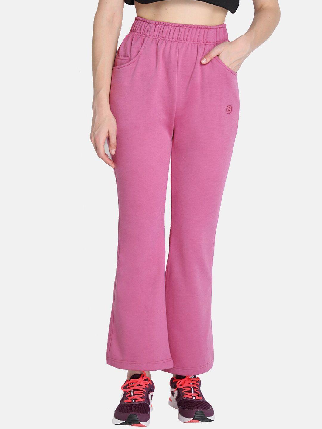 chkokko women pink solid cotton relaxed fit track pants