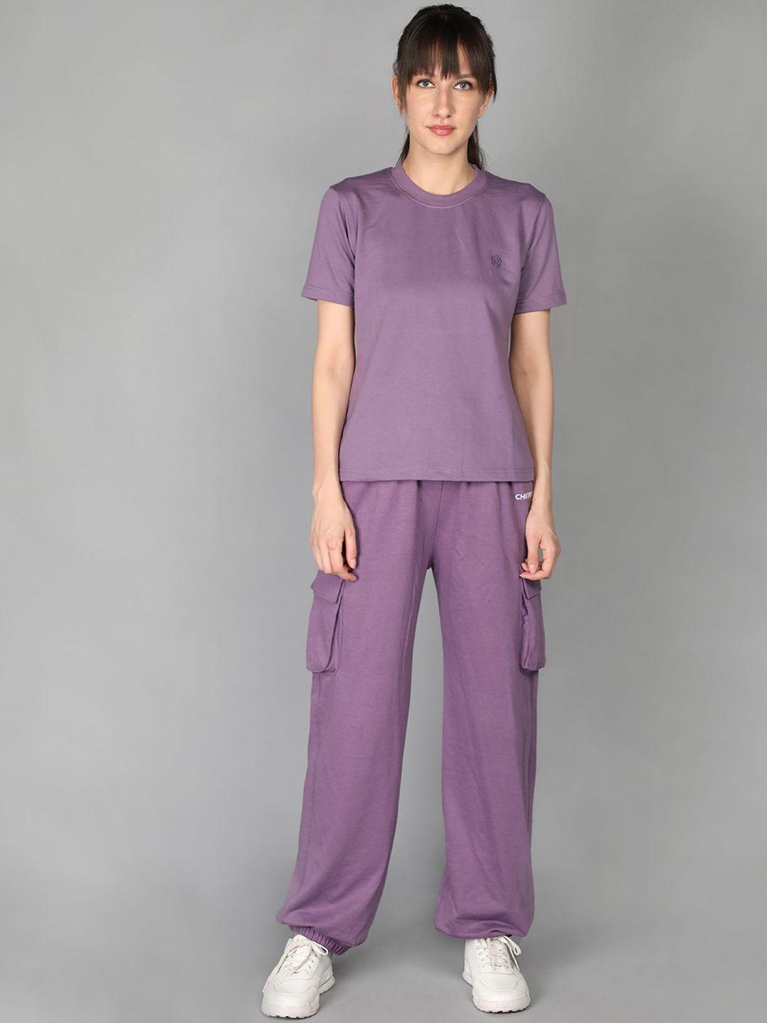 chkokko women purple solid co-ords