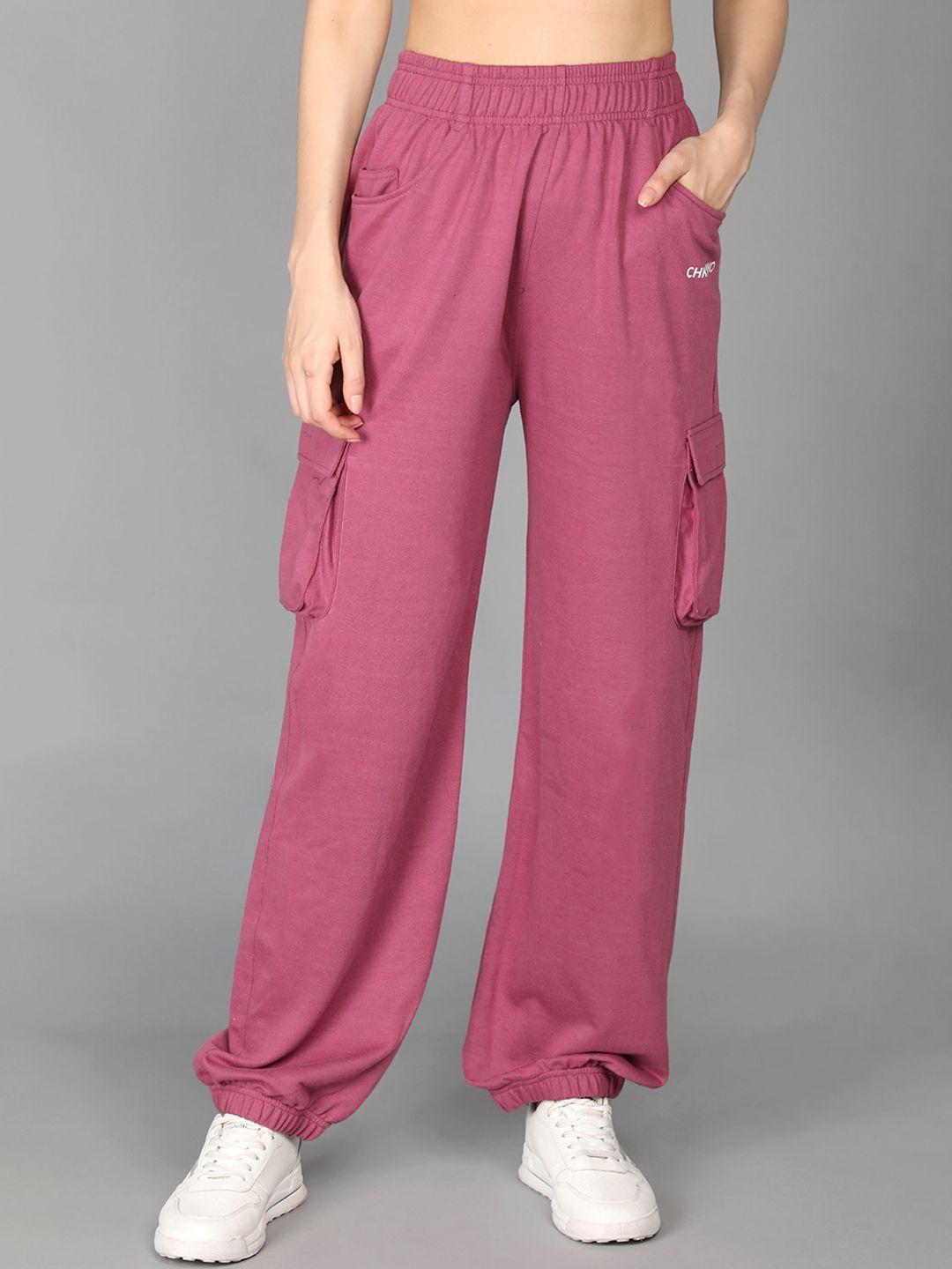 chkokko women purple solid joggers track pants