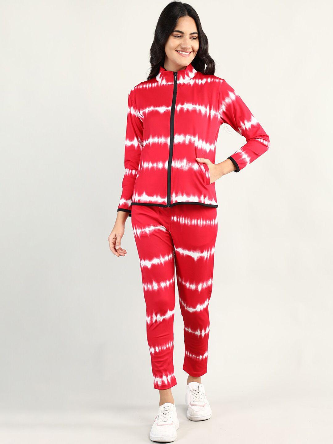 chkokko women red & white tie & dyed tracksuit