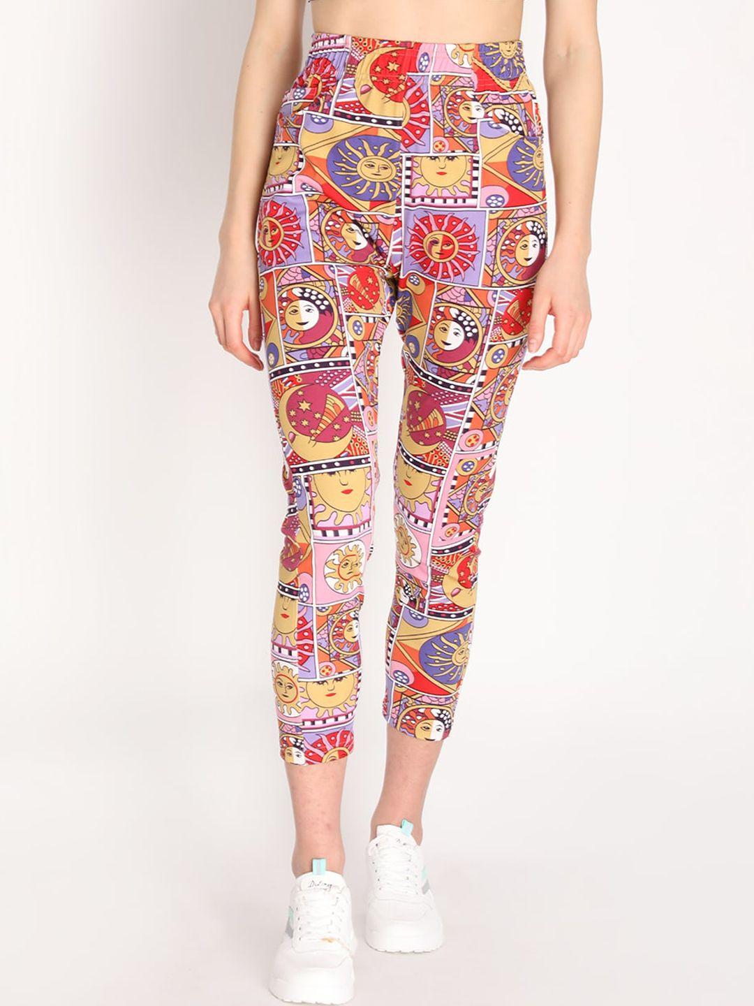 chkokko women red & yellow printed track pants