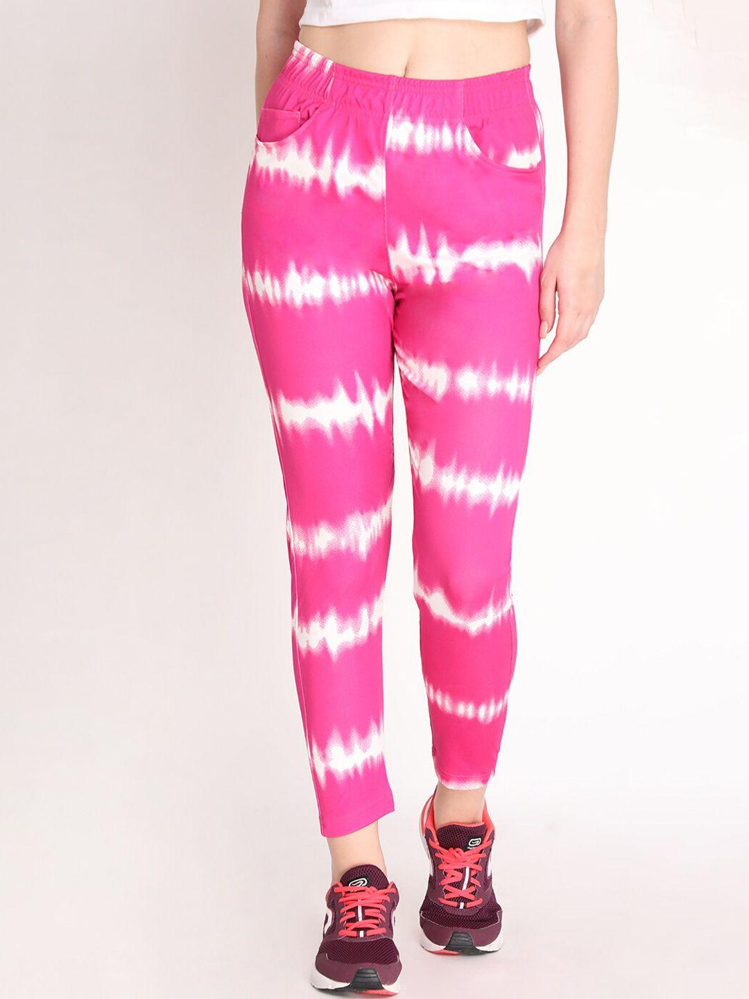 chkokko women regular-fit pink tye & dye track pants