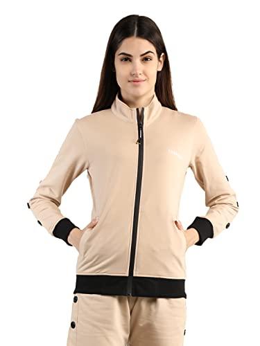 chkokko women winter zipper stylish jacket pastel beige xxl