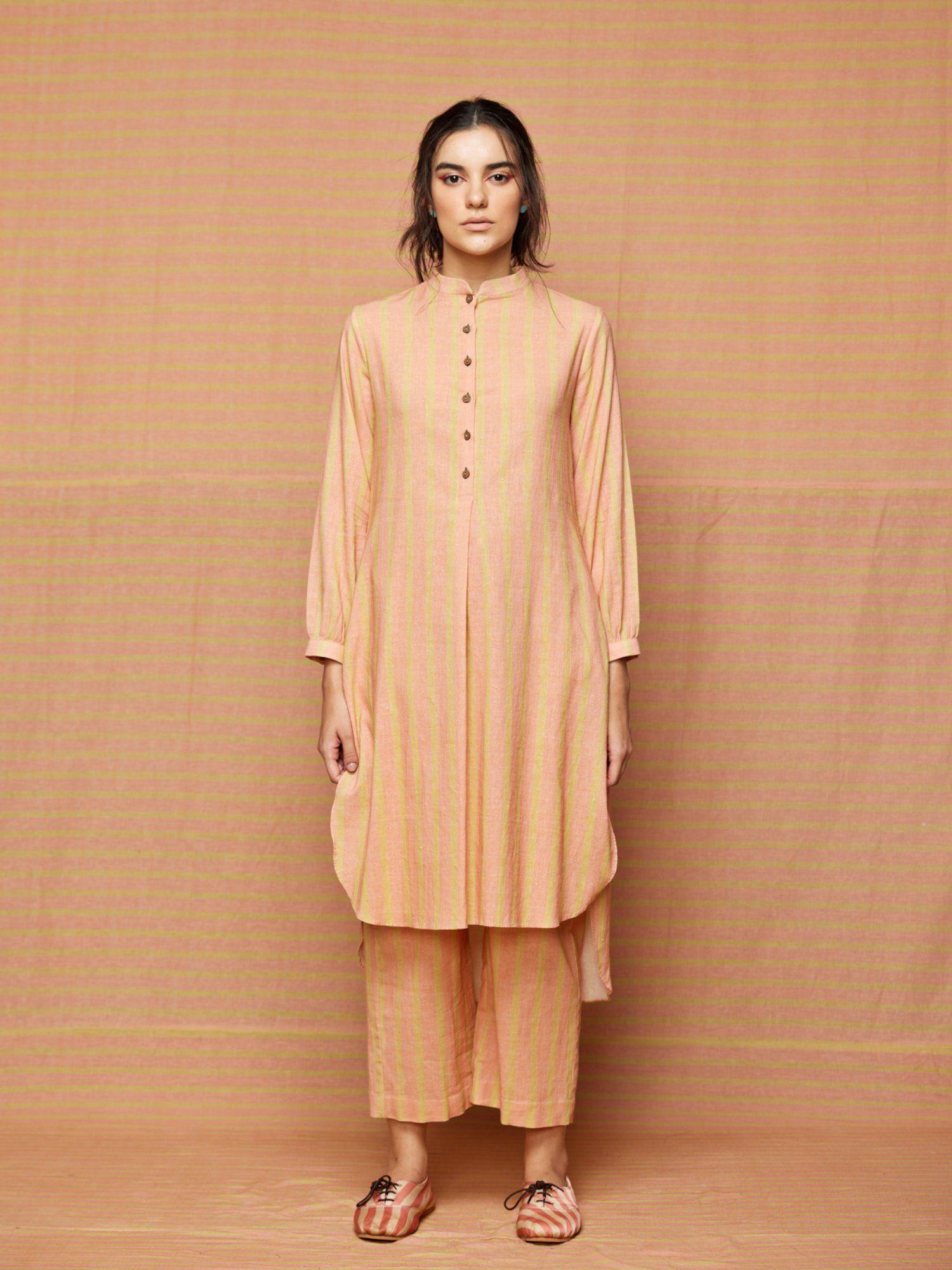 chloe high low hem striped kurta