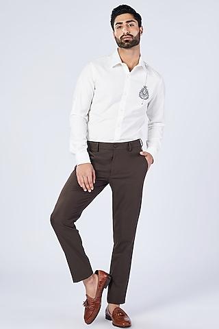 choco cotton & lycra slim fit trousers