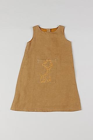 chocolate brown embroidered dress for girls