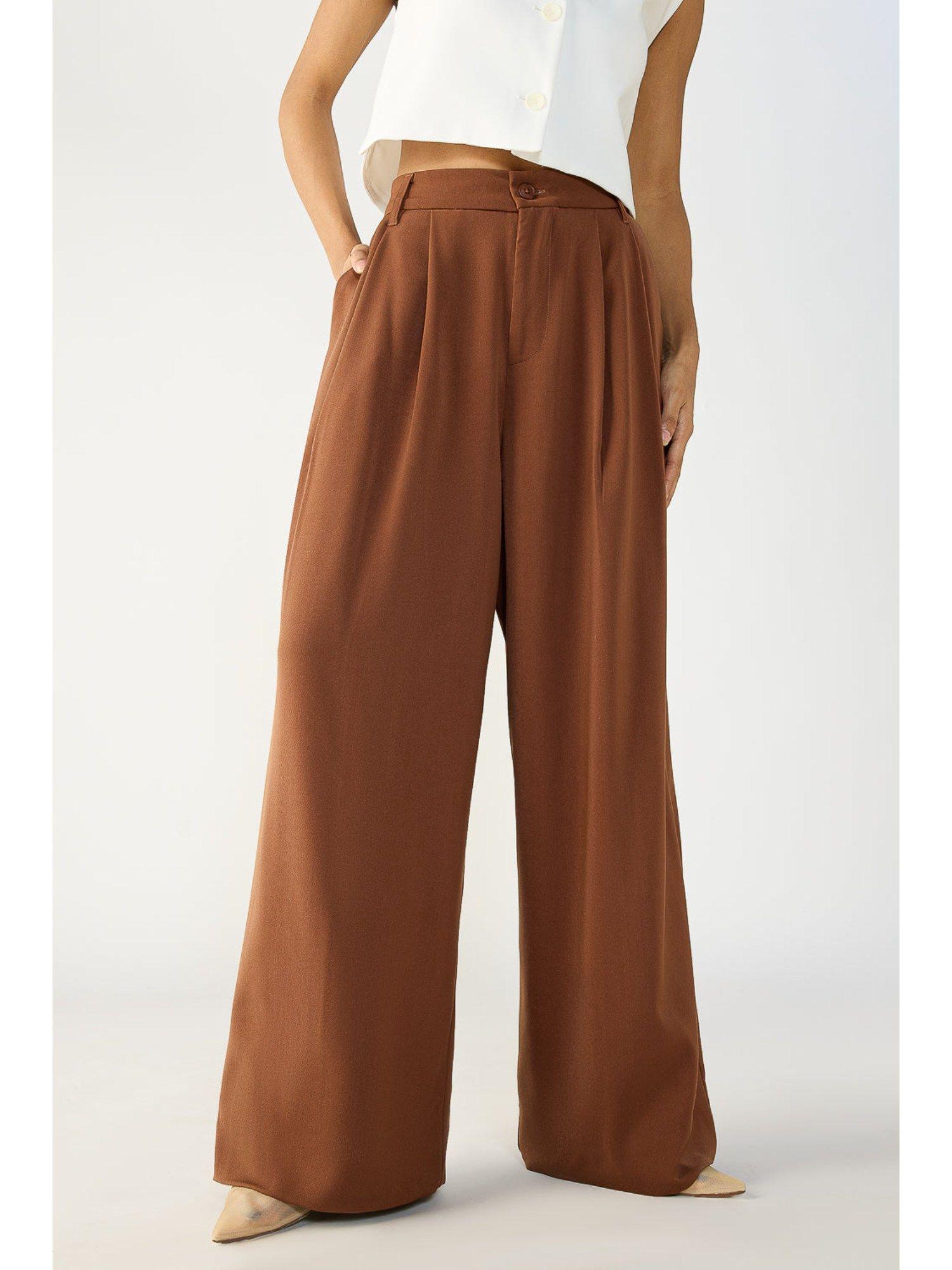 chocolate brown flared formal korean trouser