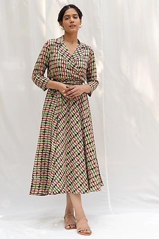 chocolate brown hand block printed dress