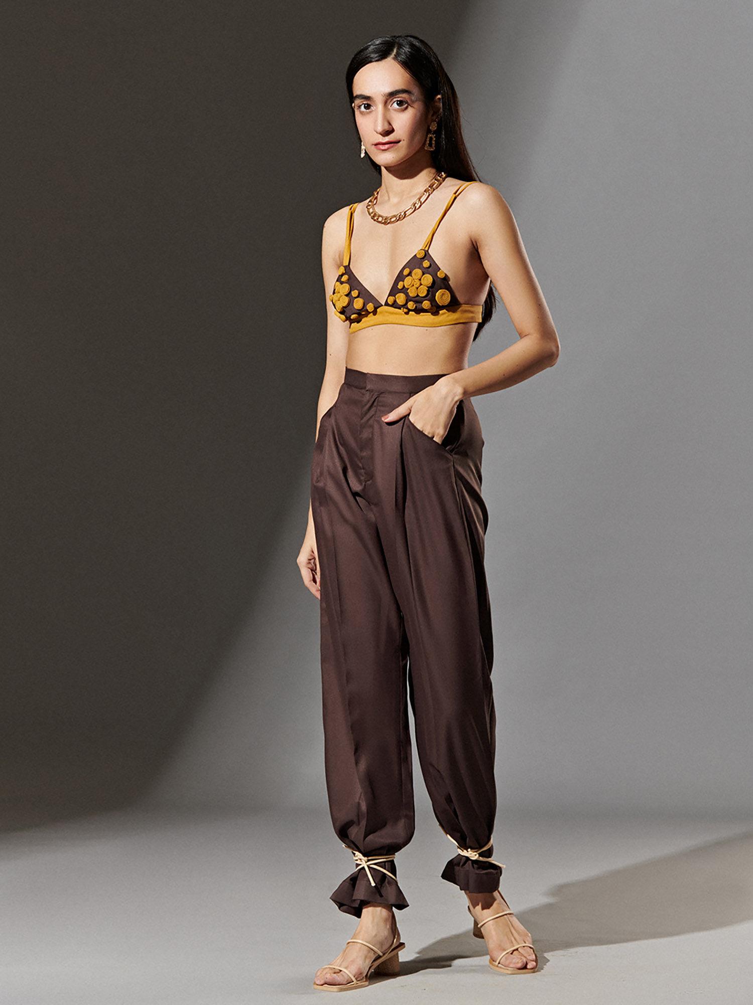 chocolate brown peg pants