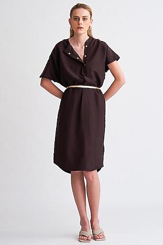 chocolate brown silk crepe dress