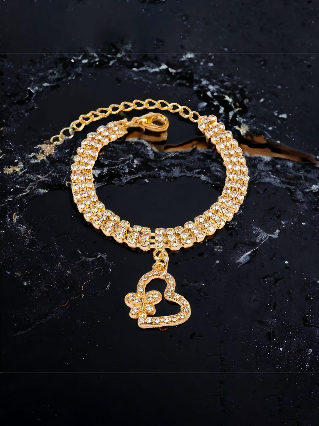 chocozone women gold-plated cubic zirconia link bracelet