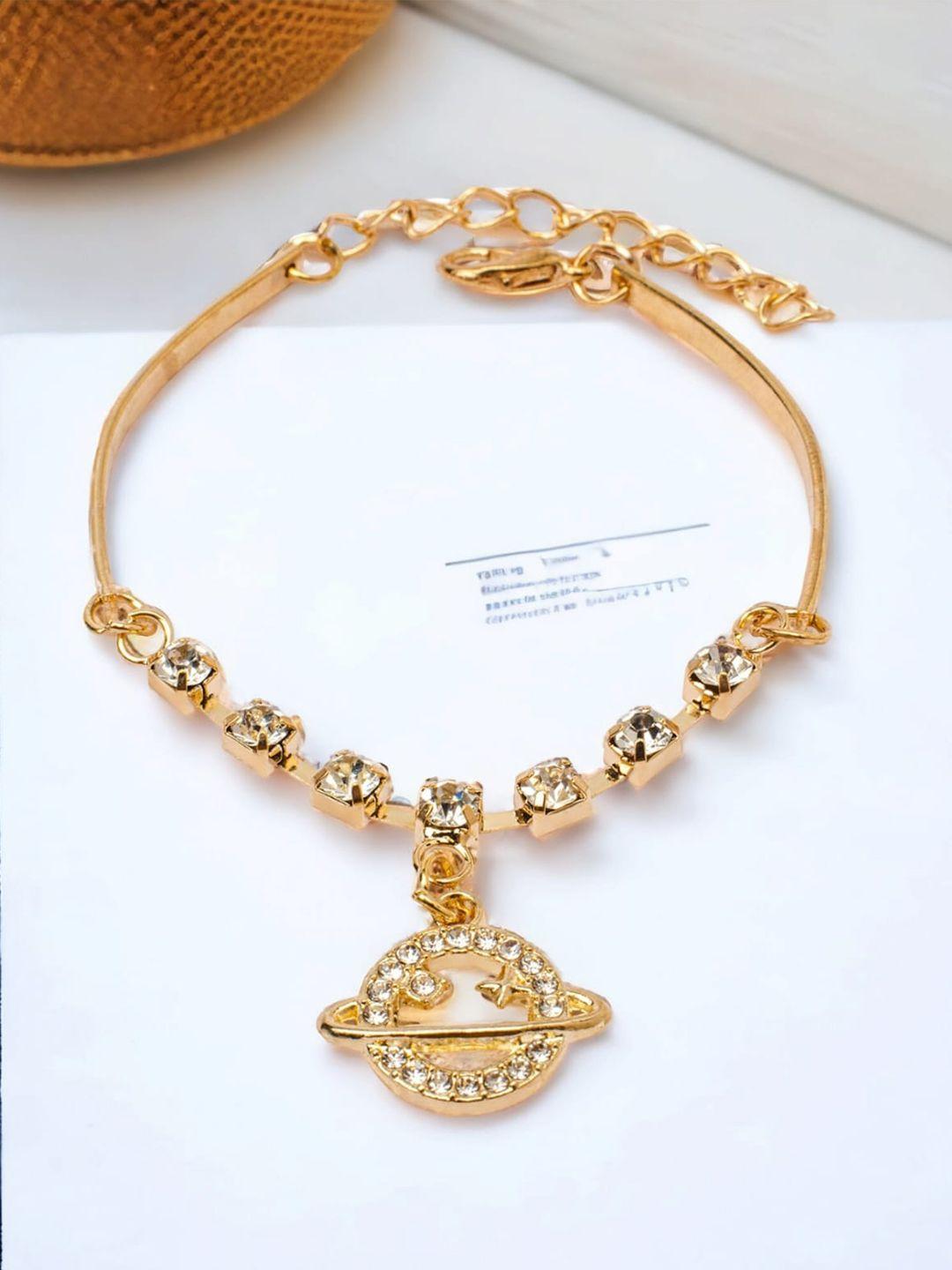 chocozone women gold-plated cz charm bracelet