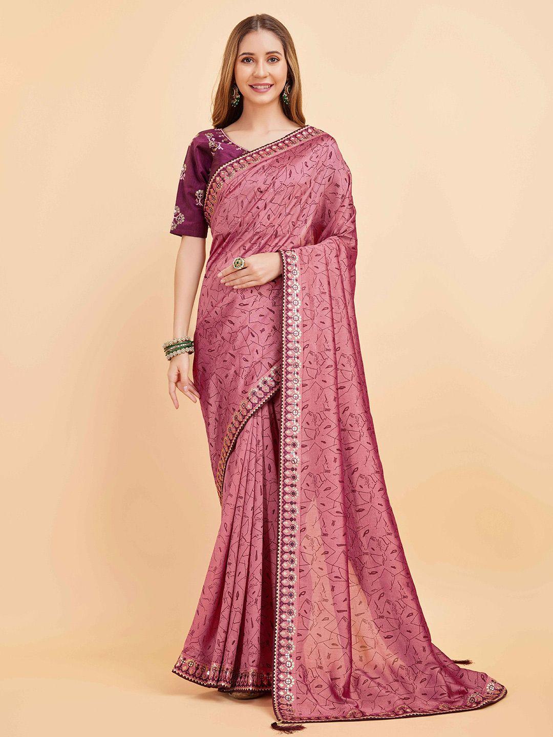 choiceit abstract printed  sequinned art silk mysore silk saree