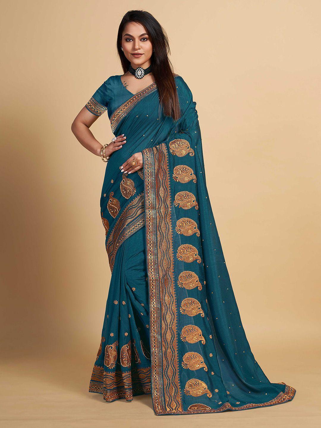 choiceit ethnic motifs embroidered silk blend maheshwari saree