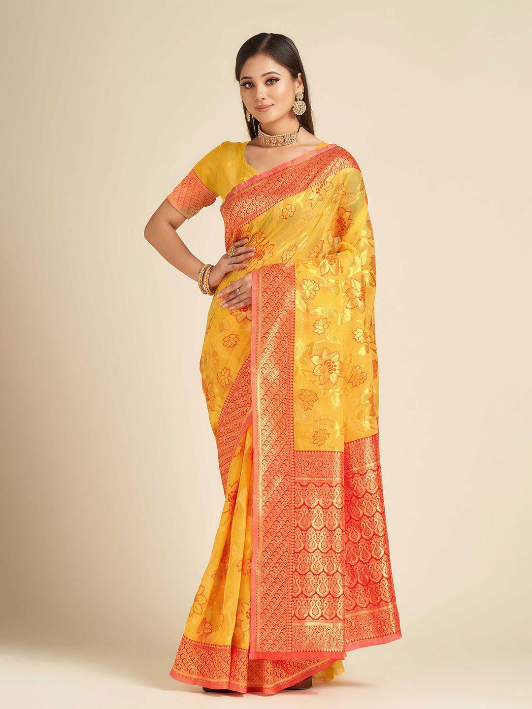 choiceit floral woven design zari kasavu saree