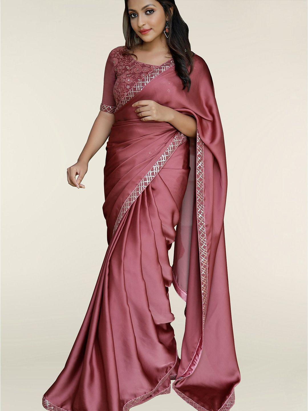 choiceit pink sequinned silk cotton mysore silk saree