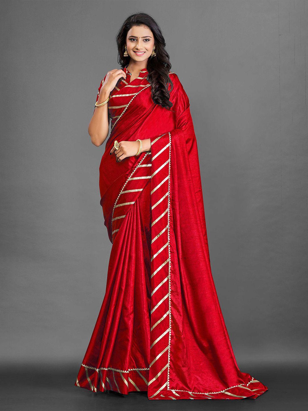 choiceit red leheriya silk blend bandhani saree