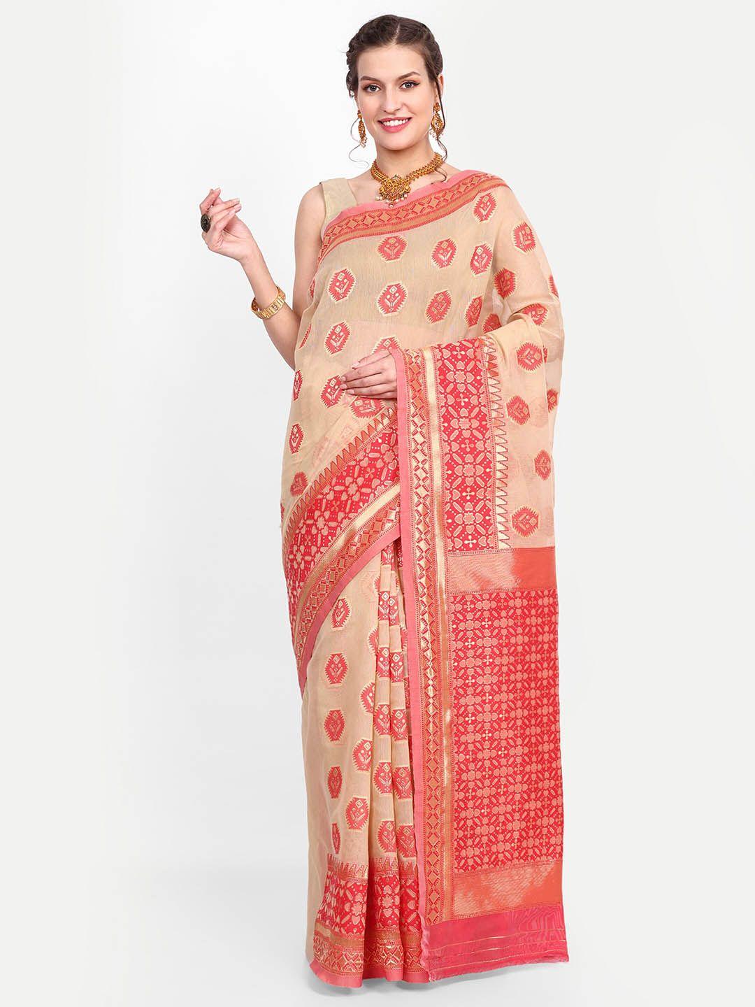 choiceit woven design zari silk cotton banarasi saree