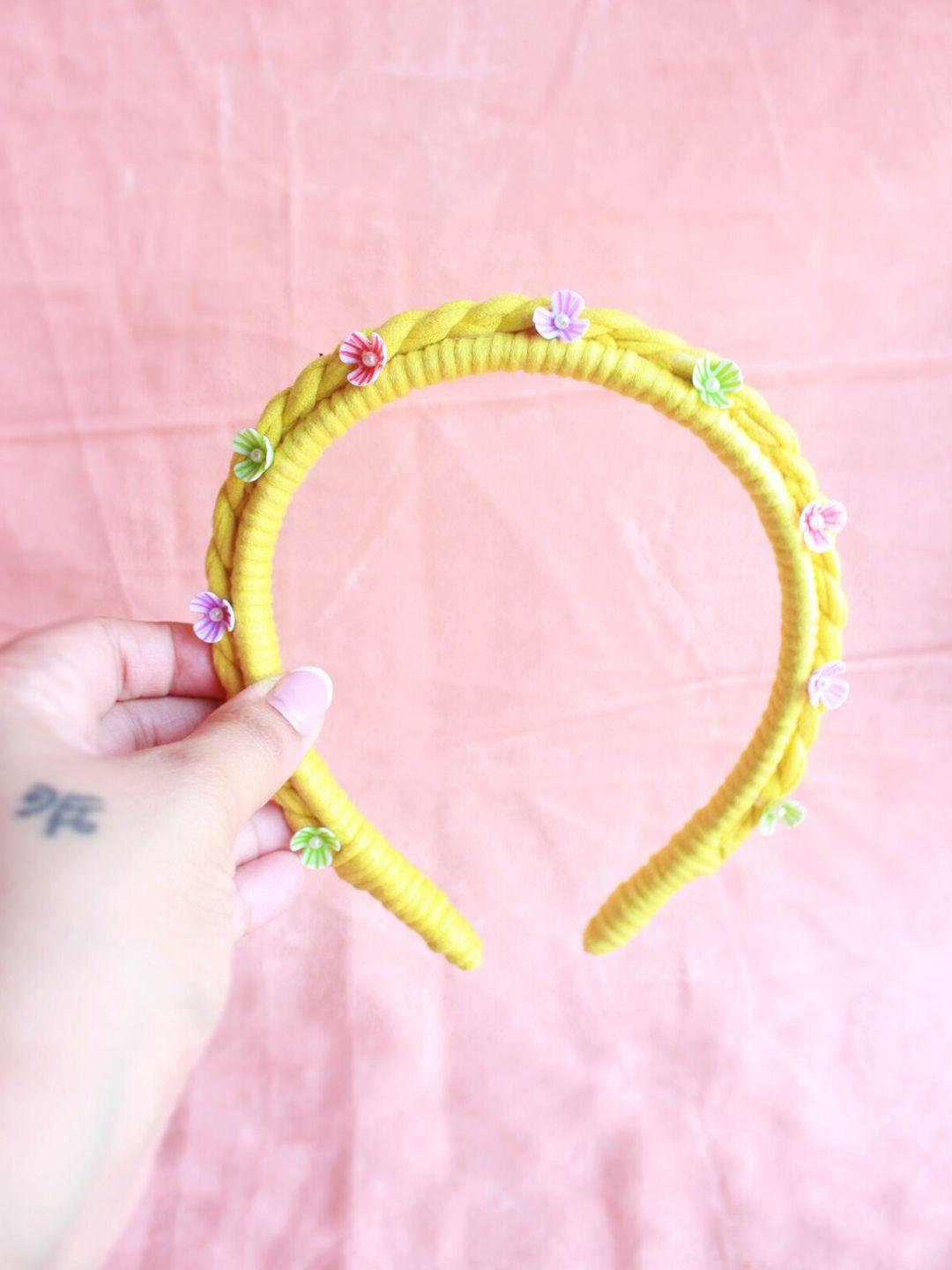 choko girls yellow & pink spiral hairband