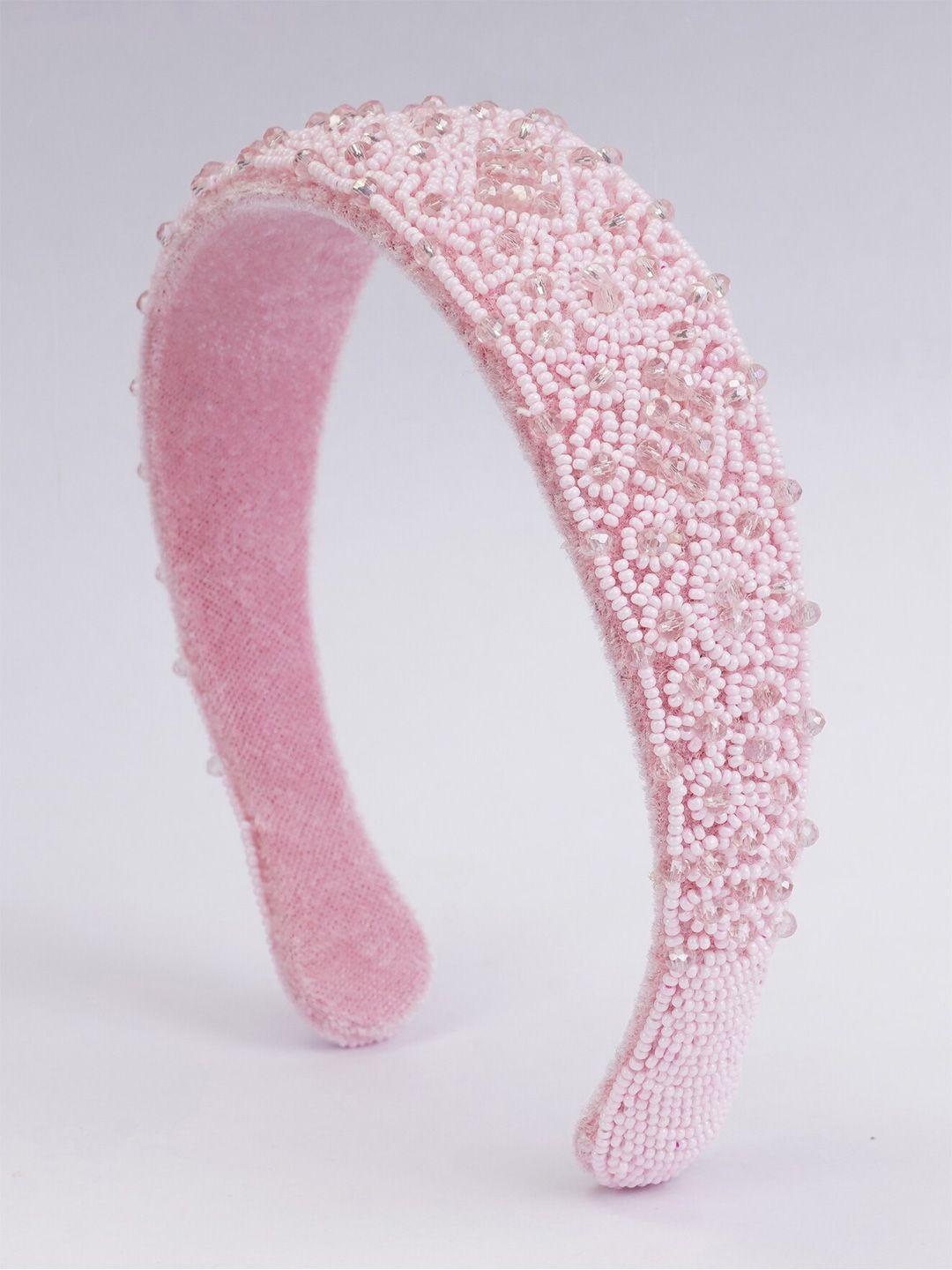 choko pink & white beaded hairband