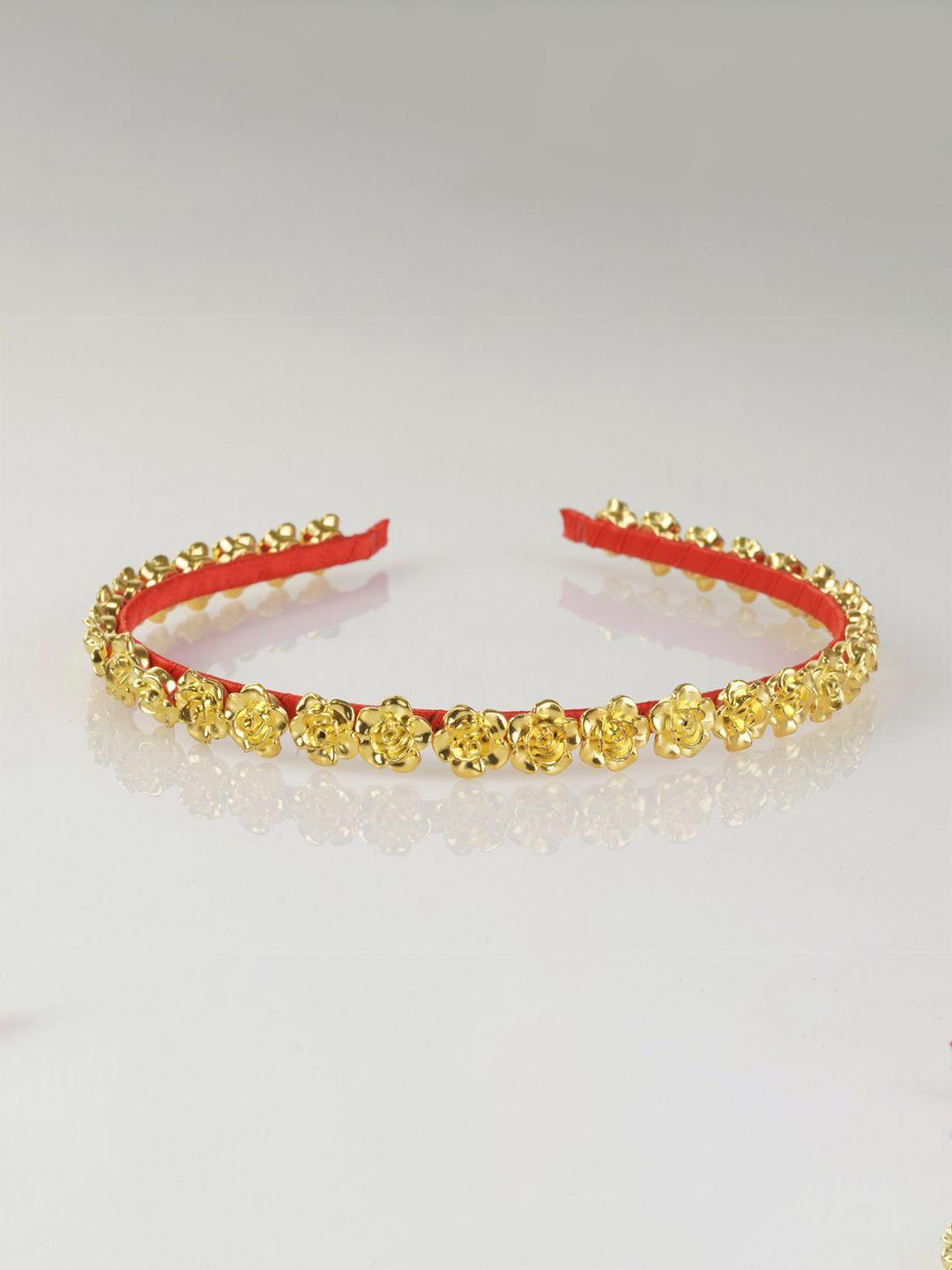 choko women gold-toned & red embellished hairband