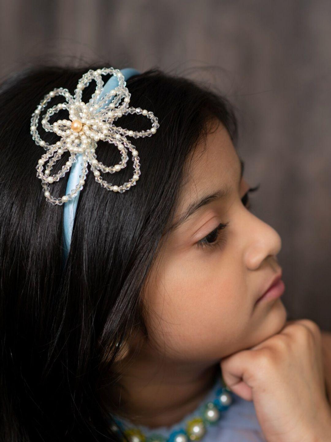 choko girls blue & white embellished hairband