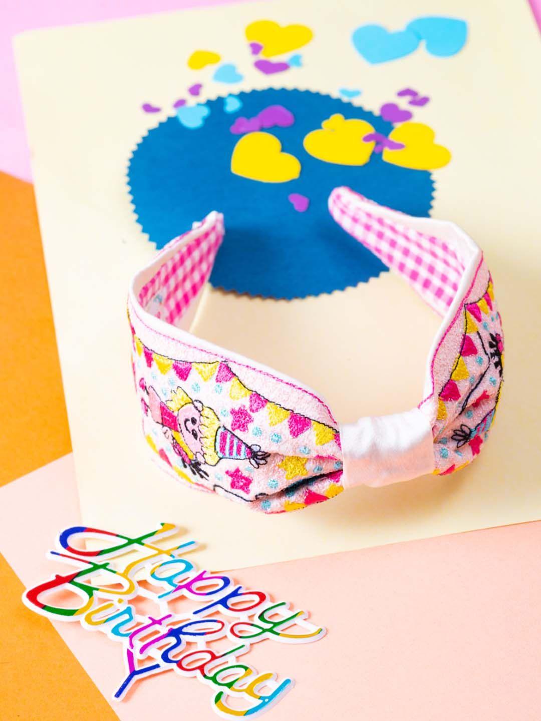 choko girls pink & cream-coloured embellished hairband