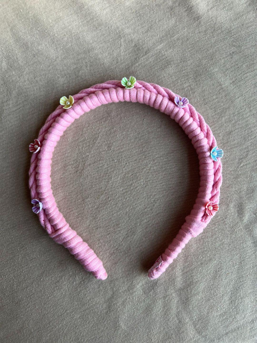 choko girls pink & purple embellished braided hairband