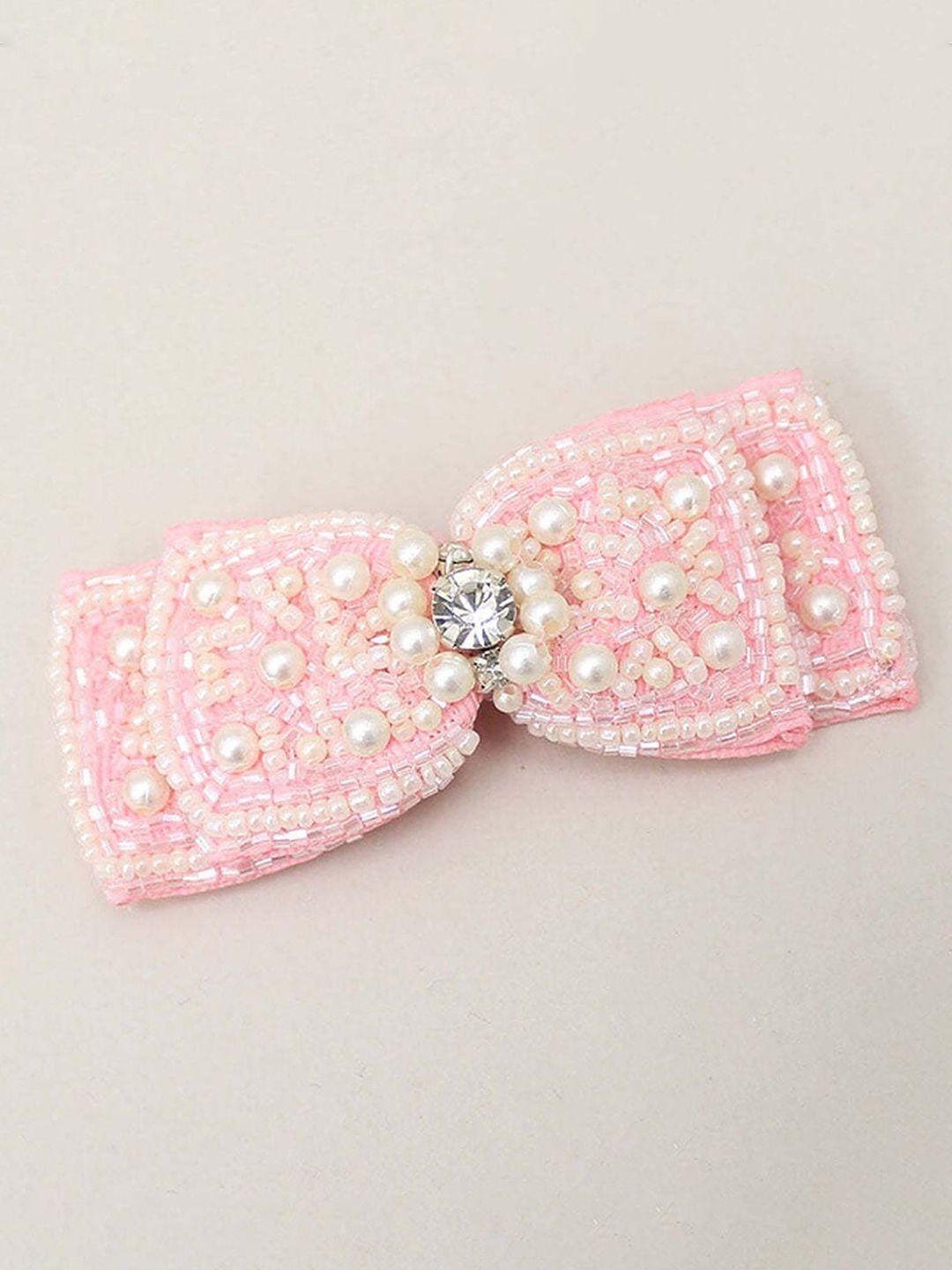 choko girls pink & white embellished claw clip