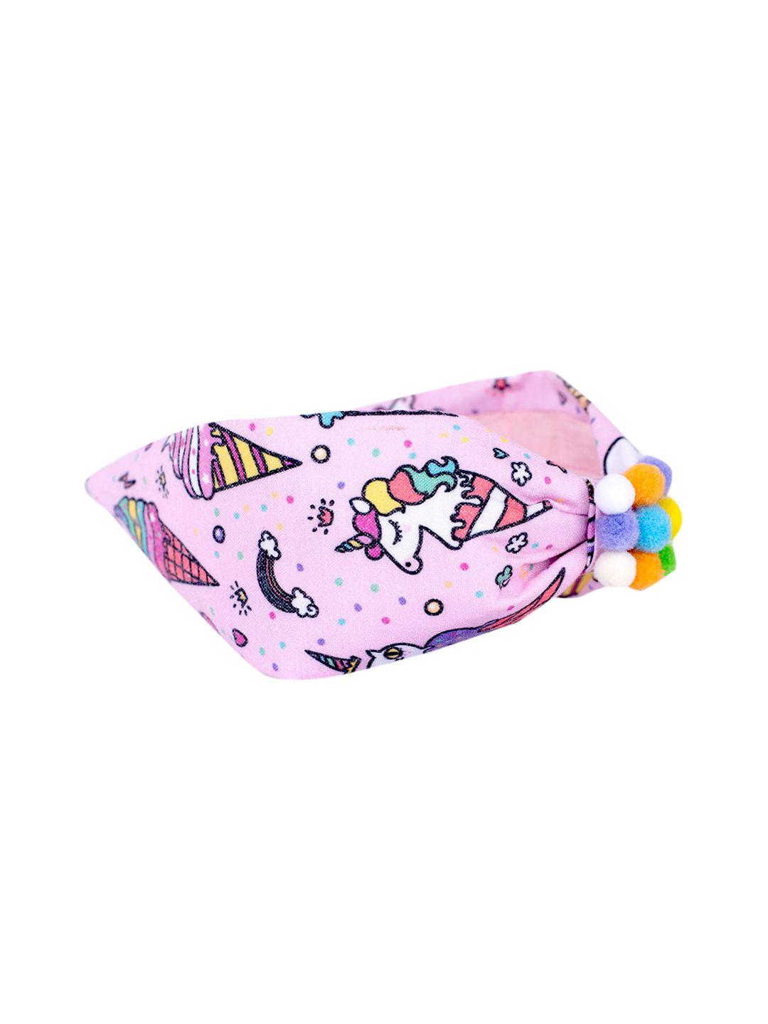 choko girls pink & white printed headband
