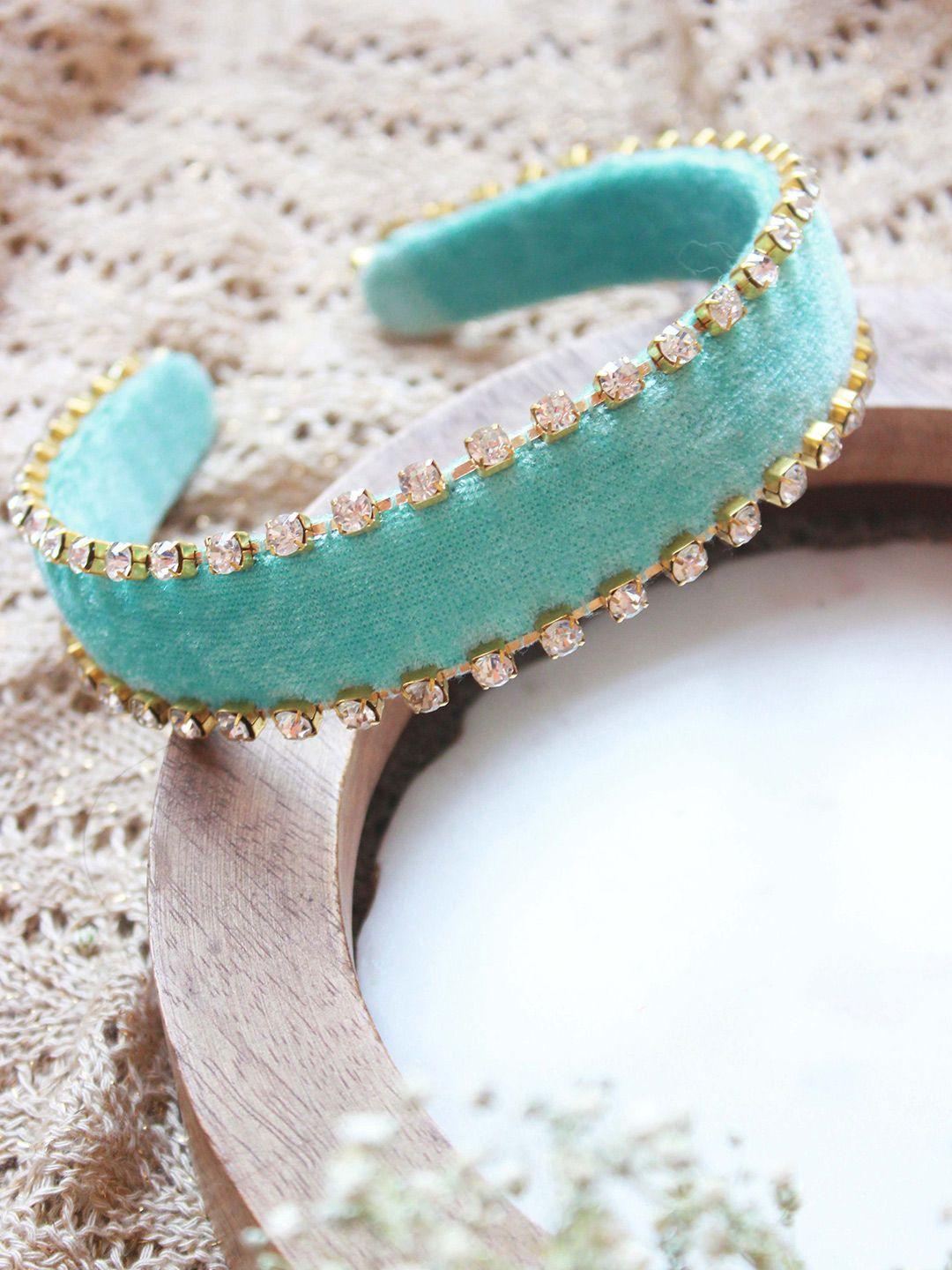 choko girls turquoise blue & gold-toned embellished hairband