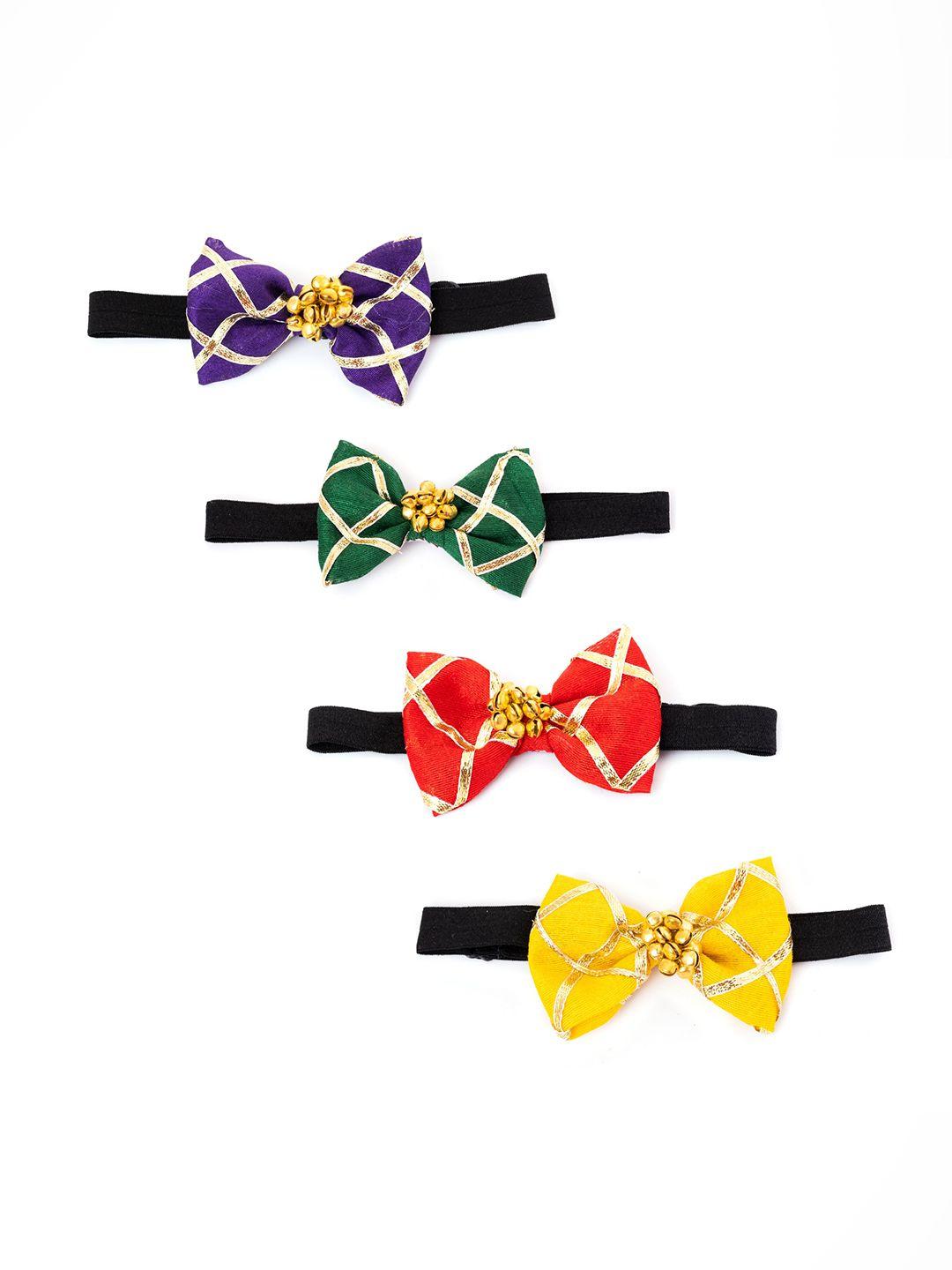 choko girls yellow & green set of 4 embellished hairband