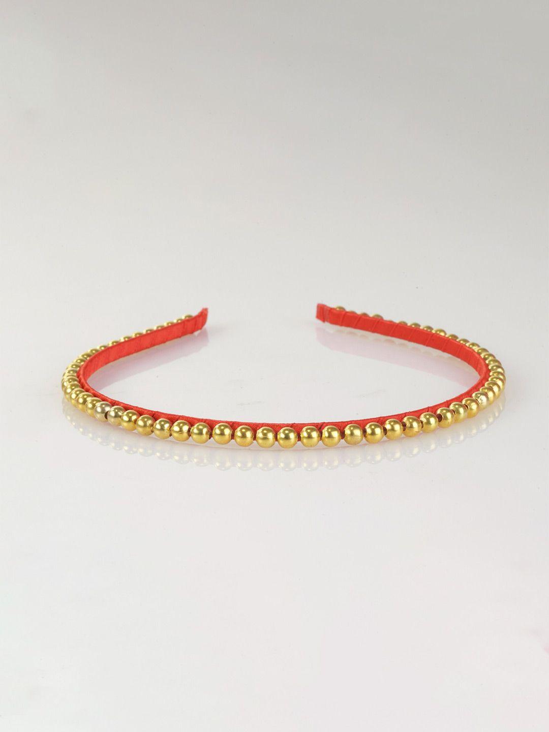 choko women gold-toned & red embellished hairband