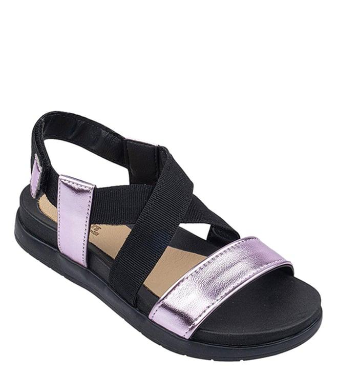 choupette kids black & pink cross strap sandals