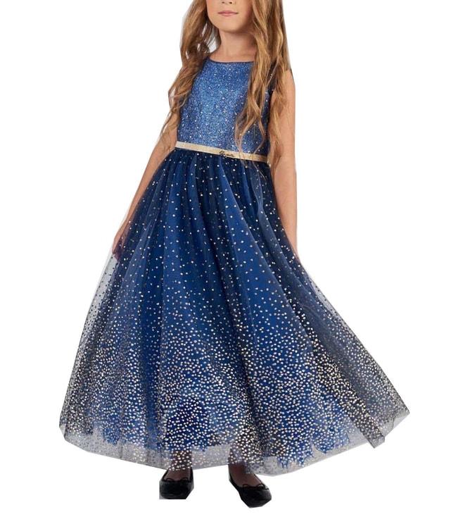 choupette kids blue anthracite embellished flared fit gown