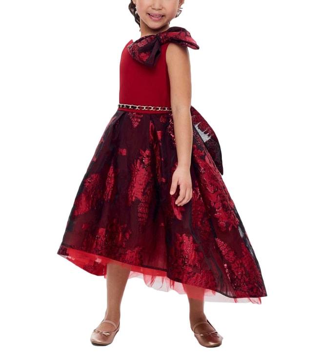 choupette kids red jaquard flared fit dress