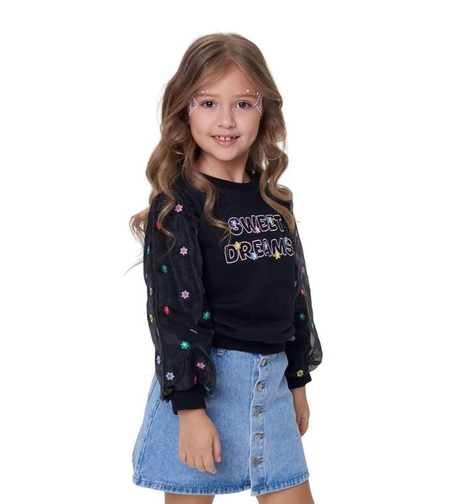 choupette kids black flower obsession comfort fit sweatshirt