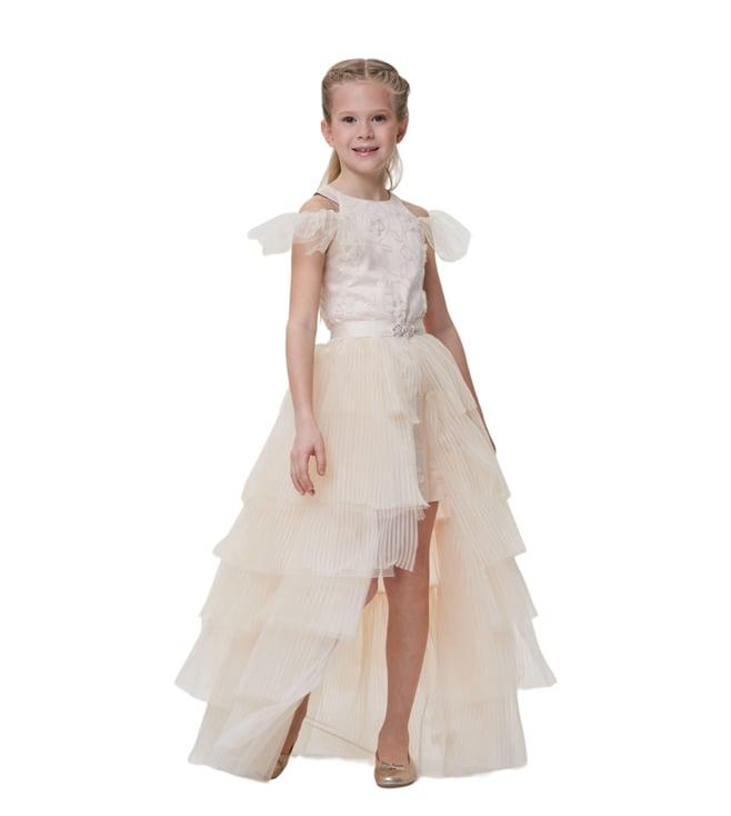 choupette kids creamy sequins a-line regular fit dress with removable skirt